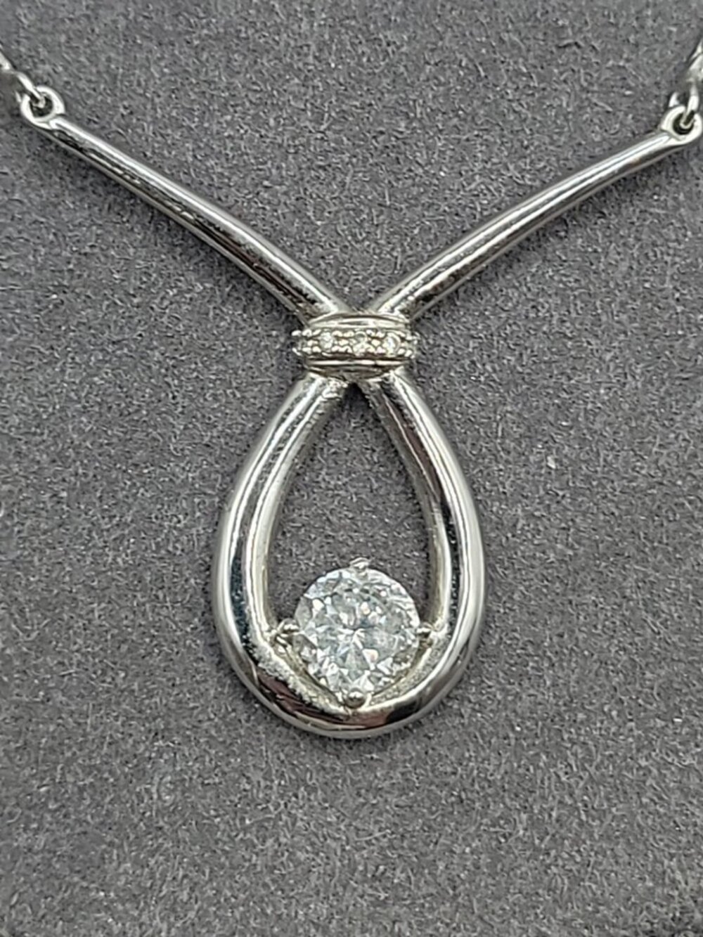 NVC Natasha V Collister Sterling Silver CZ Y Drop Necklace 17" Choker - Picture 4 of 13
